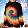 thumbnail image 6 of LEKWK St Patricks Day Shirt Women Tie-Dye Spiral Pattern Graphic Tees Crew Neck Casual Tops Colorful Swirl Festival Wear Long Sleeve Tops Boho Outfits, 6 of 7