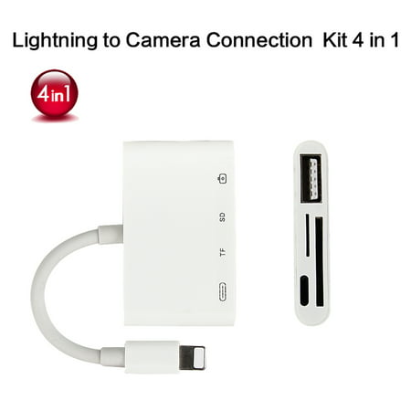 New MaximalPower™ iPhone Lightning Camera Card Reader 4 in 1 (Best Credit Card Reader For Iphone)