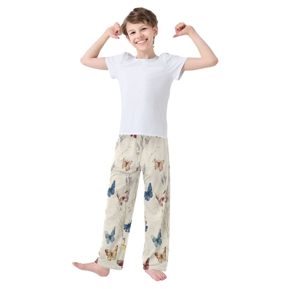 Kids' Pajama Pants Soft Relaxed Fit Sleep Pants Lounge Pants with Pockets Various Colors and Sizes Butterflies Small