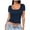 Navy, variant on Women's Square Neck Short Sleeve Double Layer Tops Basic Slim Fit Going Out T Shirt Tops
