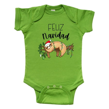 

Inktastic Feliz Navidad Cute Christmas Sloth in Hat and Lights Gift Baby Boy or Baby Girl Bodysuit