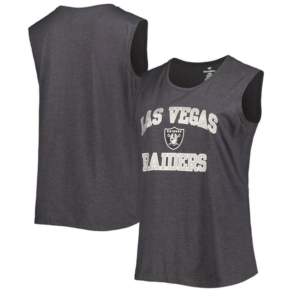 Women's Fanatics Heather Charcoal Las Vegas Raiders Plus Size Tank Top