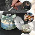 thumbnail image 4 of Yayeee Ashtray with Lid for Cigarette Smokeless Stainless Steel Home Ash Holder, Beige Mountain, 4 of 7