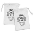 thumbnail image 1 of Saying Fabric Pouch Set of 2, Things Take Time Just Be Patient Typography on a Simplistic Background, Drawstring Bag for Toiletries Masks and Favors, 9" x 6", Charcoal Grey and White, by Ambesonne, 1 of 2