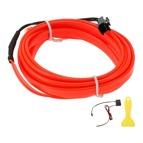 Cuerda de luz LED EL de 2m Unique Bargains, tira de luz brillante para iluminación interior de automóviles, luz de neón flexible para decoración de automóviles, controlador de cableado (12v) rojo