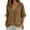 #03 Coffee, variant on Women's Mandarin Collar Henley Blouse, Short Sleeve Button Top, Loose Fit Casual Shirt for Vacation Work Leisure, Army Green L