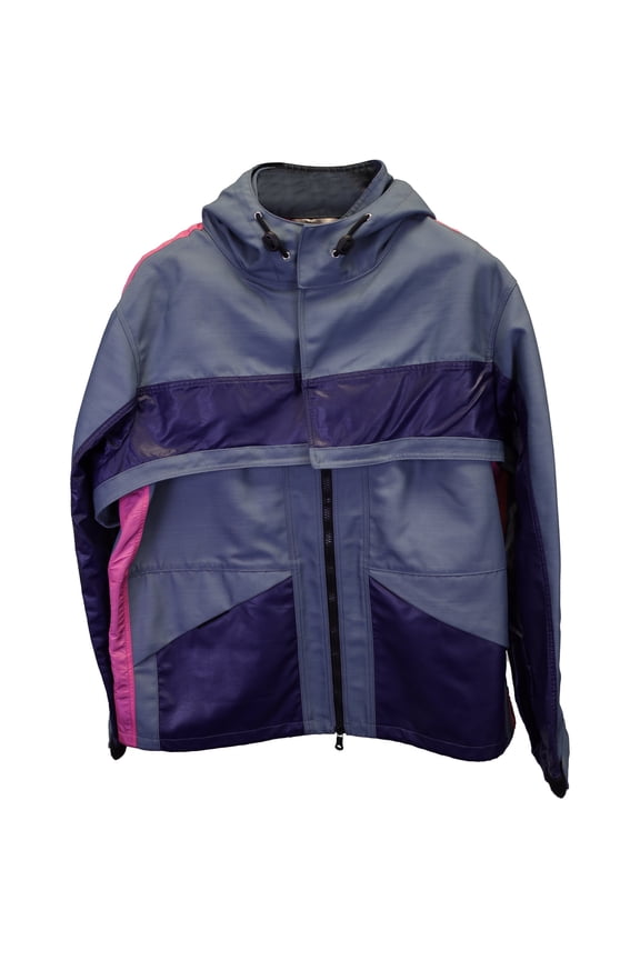 Pre-Owned Valentino Garavani Convertible Colorblock Jacket in Blue Polyamide