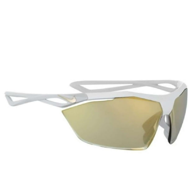 Nike VAPORWING R Whitespeed UML Tint Sunglasses with Magnesium Gold Mirror  Lens EV0914 100 - Matte White and Gold