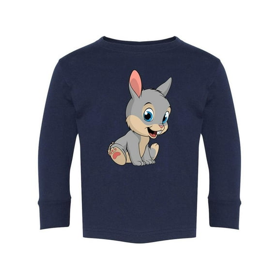 Little Funny Bunny Long Sleeve Toddler - Toddler Long Sleeve Tee, Navy