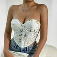thumbnail image 4 of Womens Crop Corset Tops Floral Embroidered Vintage Going Out Bustier Corsets Fish Bones Body Trimmer Bodice Shapewear Yellow, S, 4 of 7