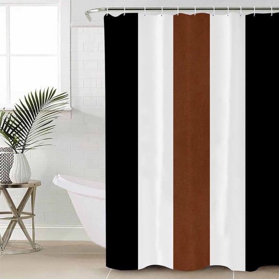 Brown Black White Boho Waterproof Fabric Shower Curtain, Contemporary Modern Art Shower Curtain for Bathroom Curtains Bathtubs Hotel Washable Shower Curtains with 12 Hooks Standard 60x72