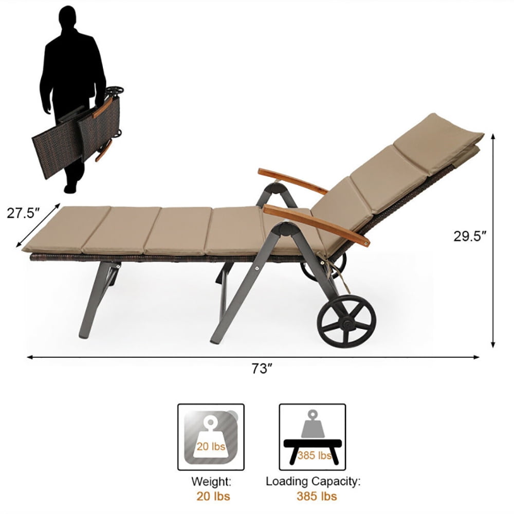 Aimee Lii Outdoor Chaise Lounge Chair Rattan Lounger Recliner Chair, Patio Loungers, Brown Aimee Lii Outdoor Chaise Lounge Chair Rattan Lounger Recliner Chair, Patio Loungers, Brown