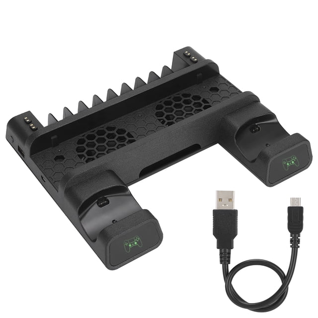 Base de ventilador de disipación de calor multifuncional, soporte de almacenamiento, controlador, cargador doble con soporte de luz LED para PS4/SLIm PS4 PRO