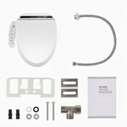 FULLWATT Electric Bidet Toilet Seat Automatic Heated Elongated Toilet Seat with Remote Control LED Night Light (White)