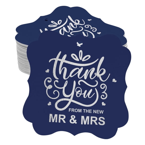 Inkdotpot Pack Of 100 Thank You From The New Wedding Paper Tags DIY Craft Bracket Shape Real Silver Foil Hang Tags