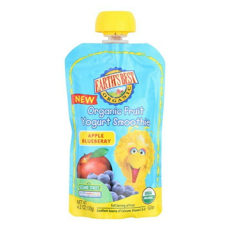 Earth's Best Organic Fruit Yogurt Smoothie - Apple Blueberry - Pack of 12 - 4.2
