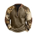 thumbnail image 4 of Styesk Chemises pour Hommes Chemise pour Homme à Imprimé Camouflage Demi-Fermeture Éclair à Manches Longues Haut/chemise à Manches Longues à Col Rond, 4 of 5