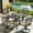 5 Piece (4 Swivel Chairs + 1 Square Table), variant on SOLAURA 37" Outdoor Patio Table with 1.57" Umbrella Hole, Square Metal Outdoor Patio Dining Table for 4-Person, Black