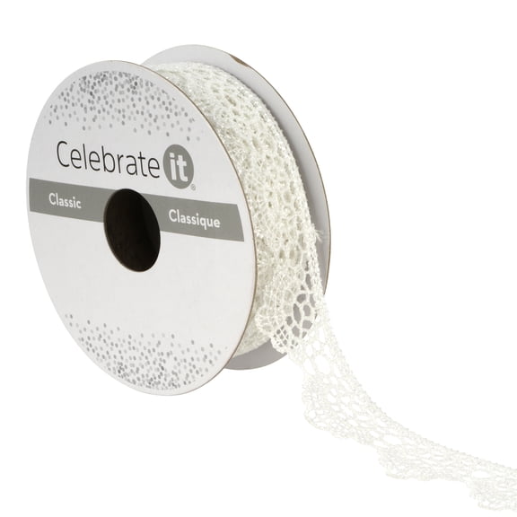 12 Pack: 7/8" x 2yd. Lace Scallop Ribbon by Celebrate It