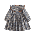 thumbnail image 5 of LYMAYTER Toddler Girls Floral Print Dress for 1-6Y Kids Peter Pan Collar Long Sleeve Dress Cotton Casual Outfit, 5 of 8