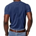 thumbnail image 4 of LWavelet Ribbed V Neck Men's Short Sleeve T-Shirt Ideal for Casual Commute and Daily Wear Royal Blue M, 4 of 8