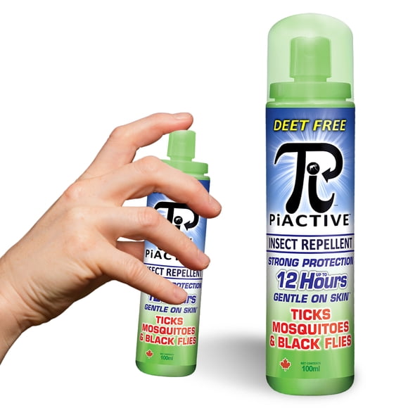 PiACTIVE - Mosquito Repellent Travel Size, DEET-Free Bug Spray with 20% Incaridin, 12 Hours of Protection, Bug Repellent for Mosquitoes, Ticks, Black Flies, 100ml