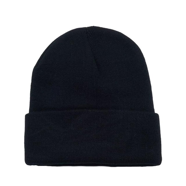 Lot de 10 Bonnets à Revers Simples en Vrac pour Hommes et Femmes (Noir)