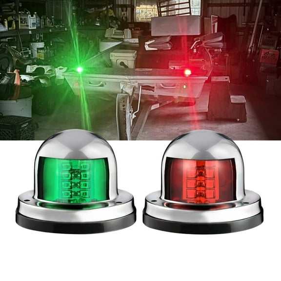 2Pcs Marine Boat 8Led Bow Navigation Lights, Red Green Deck Port Side Starboard Sailing Signal for Pontoon Yacht Sailboat Speedboat Fishing Boats, IP67 Waterproof, DC 12V