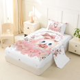 thumbnail image 2 of Manfei Halloween Bow Ghost Twin Sheets 3pcs, Cute Rose Flower Pumpkin Bedding, Peach White,1 Fitted Sheet, 1 Flat Sheet and 1 Pillowcase, 2 of 5