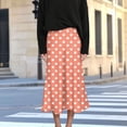 thumbnail image 4 of Summer Maxi Skirts for Women Satin Fashion Boho Long Skirt Trendy Floral High Waist A Line Beach Skirt Vacation Outfit Orange S, 4 of 7