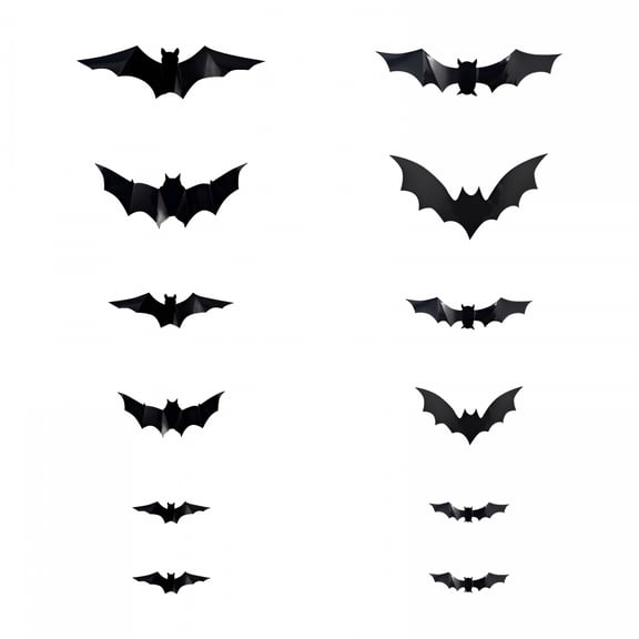 LAMIRO 3D Bat Design Led Decoration,Halloween Lighted Stickers Decor Light,Halloween Bats Wall Decor,Lighted 3D Bat Stickers Assorted Size for Party,Indoor And Outdoor Home Decals (12 Pcs)