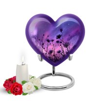 Yatskia Purple Daisy Urn for Ashes Adult Male, Small Urns for Human Ashes Keepsake, Mini Funeral Urns for Human Ash Adult Female, (Heart Pack of 1, 3 Inch)