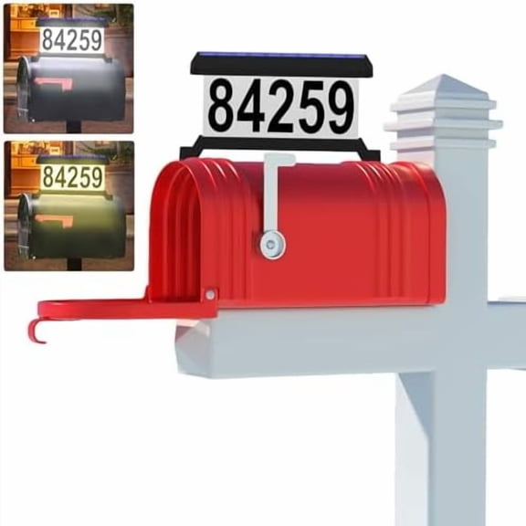 Lighted Mailbox Numbers, Double sided Solar House Numbers for Outside, Waterproof Double Color, Solar Modern Address Sign Solar Powered for Mailbox(solar double color)