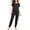 Black-12, variant on Eternatastic Pajama Sets for Women Short Sleeve Pj Set Round Neck Sleepwear with Long Pants Casual Loose Loungewear L Pink