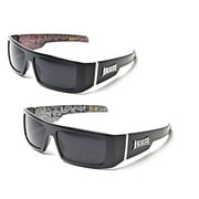 2 Pack Locs Men's Flat Top 9058 Locs  1 Red Bandana & 1 Silver Bandana Gangster Sunglasses Free Shipping