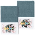 thumbnail image 3 of Linum Home Textiles 2-Pieces Tropical Fish Turkish Cotton Hand Towel Set, 16" x 30", Blue, 3 of 4