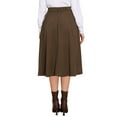 thumbnail image 3 of Corduroy Skirt for Women Button Front High Waist Vintage Stretch A-Line Flared Casual Midi Skirts with Pockets XL Brown, 3 of 6