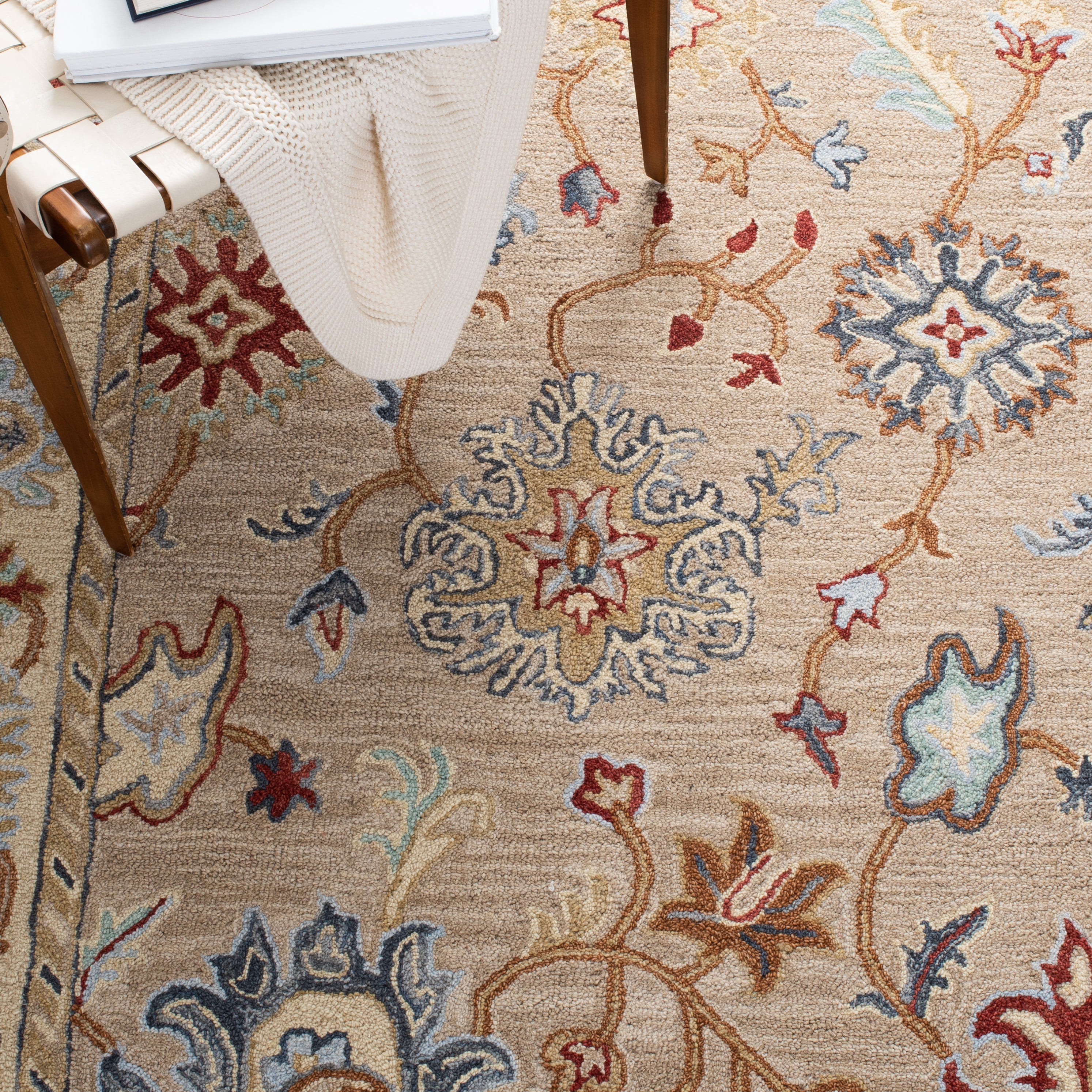 Safavieh Heritage Luvina Floral Wool Area Rug, Brown/Beige, 6' x 6' Square