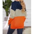 thumbnail image 3 of Women's Orange Drawstring Color Block Stripe Casual Hoodie, 3 of 17