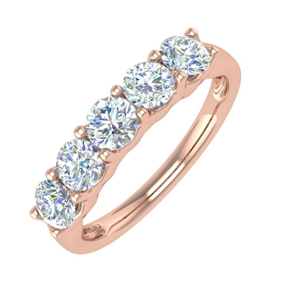 1 Carat (ctw) 5-Stone Diamond Wedding Band Ring in 10K Rose Gold (Ring Size 9.5)
