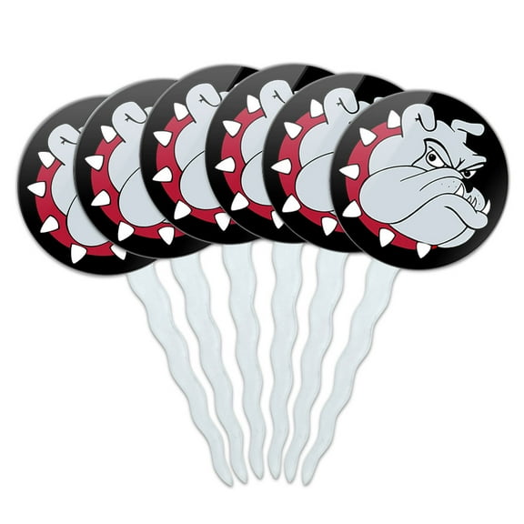 Bulldog Dog Cupcake Picks Toppers - Set of 6