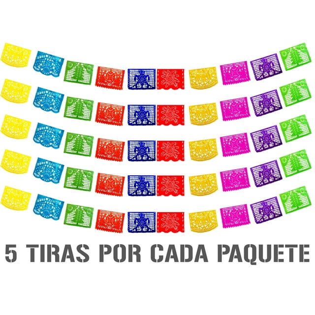 Papel Picado Navidad DECORAMEC PAPEL PICADO guirnaldas 5 tiras de 5 metros multicolor