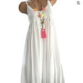 thumbnail image 1 of yingyy Femmes Mode Casual Impression Robe de Soleil Sans Manches Imprimé Robe Tunique Blanc S, 1 of 3