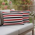 thumbnail image 2 of Outdoor Waterproof Pillow Covers Red Black Striped Decorative Throw Pillow Protectors,Pillowcase Cushion Cases for Patio Sofa Garden Couch,20x12in,Pack of 2, 2 of 9