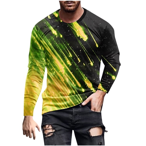 Blusas y camisas de manga larga y cuello redondo para hombre, camisetas casuales con estampado de moda y cuello redondo, blusas de licra de manga corta para hombre.