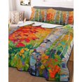 thumbnail image 3 of Quilts Twin XL Size, Modern Oil Painting Soft Comforter Bedding Set for Bed, Summer Tree Leaves Yellow Green Lightweight Quilted Bedspread with Pillow Cover(2 Pieces) for All Season, 68x98 Inch, 3 of 6