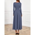thumbnail image 4 of BTFBM Spring Dresses for Women Trendy Boat Neck Long Sleeve A Line Flowy Knit Loose Casual Elegant Party Maxi Dress, 4 of 9