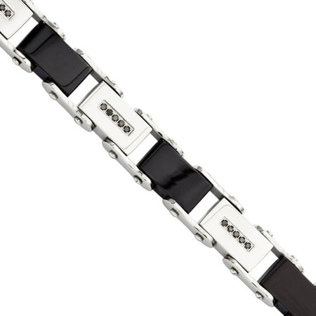 Primal Steel Black Diamond Stainless Steel Black-Plated Bracelet, 8.5
