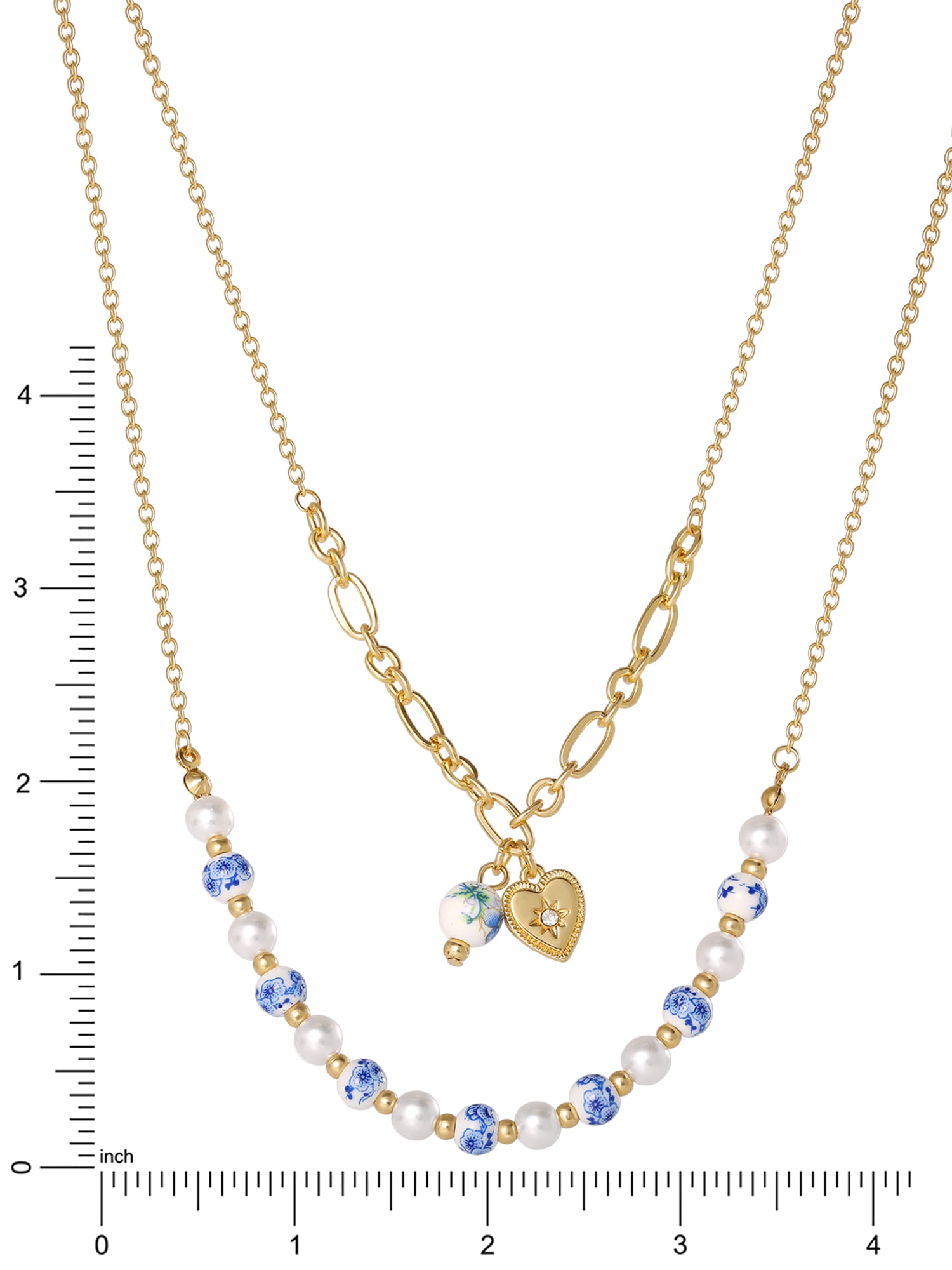 Celebrity Pink Women's Layered Flower and Heart Accent Necklace