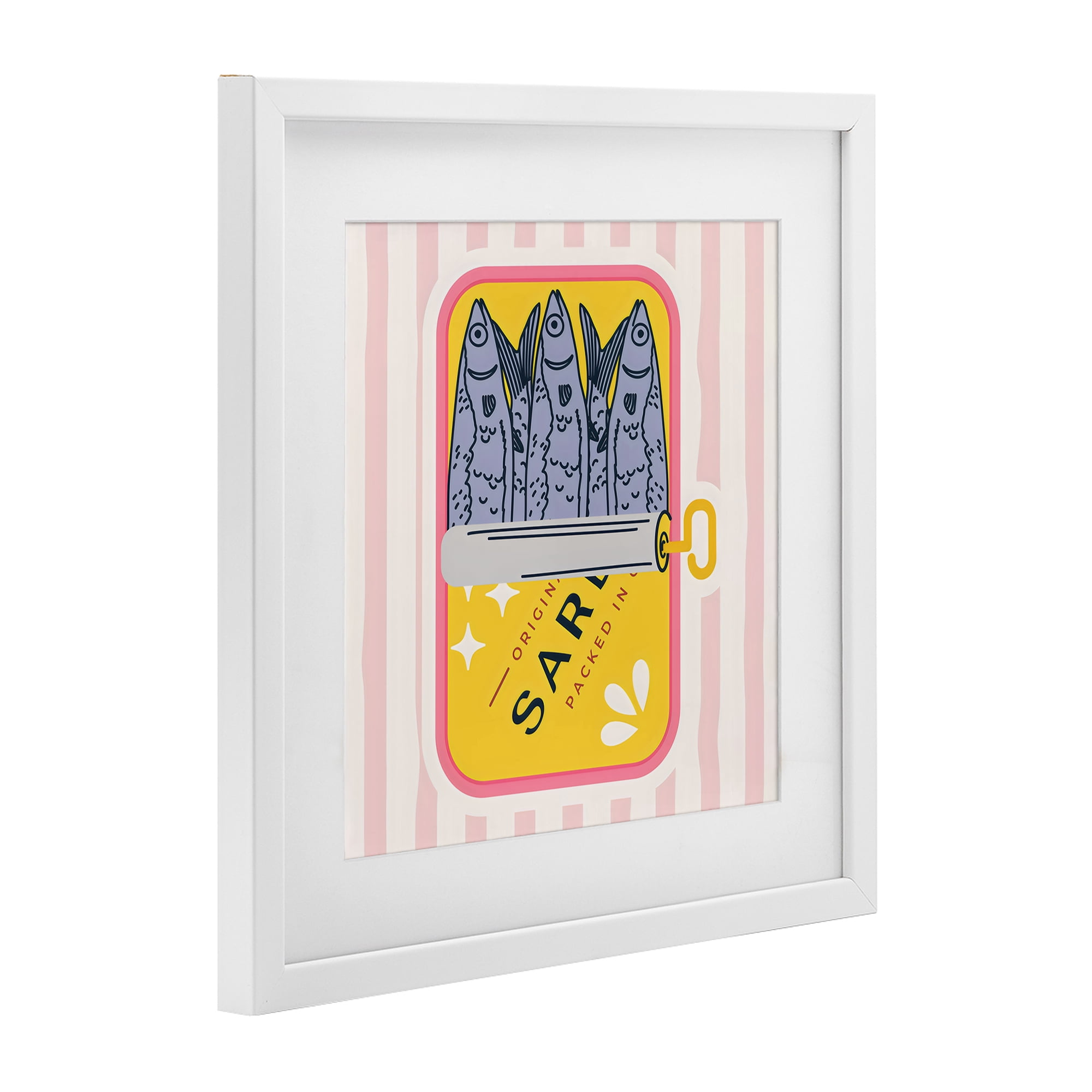 Stupell Industries Yellow Sardine Tin White Framed Print Under Glass, design by Creative Studio